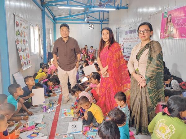 Children's Day celebrated with painting competition, distribution of winter clothes