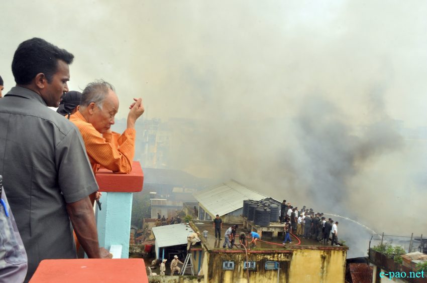 An anguished Chief Minister  look on as Major Khul literally goes up in flames and traffic chaos at Khoyathong traffic point