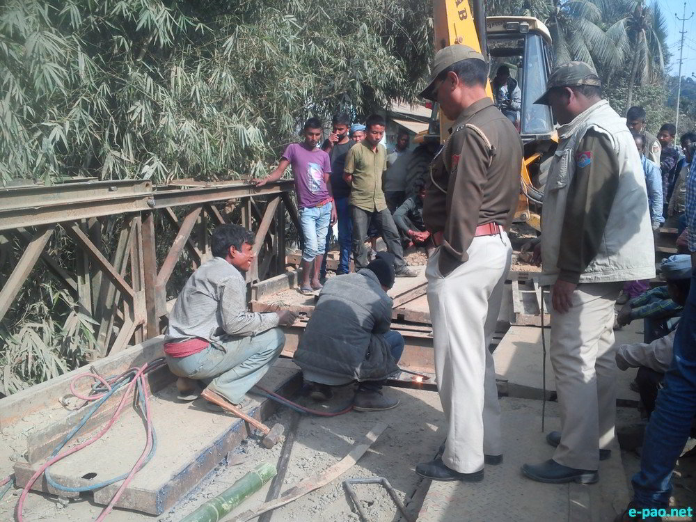 A broken bridge in Maarkhulen area in the  Jiribam-Silchar National Highway 37  :: January 1 2016
