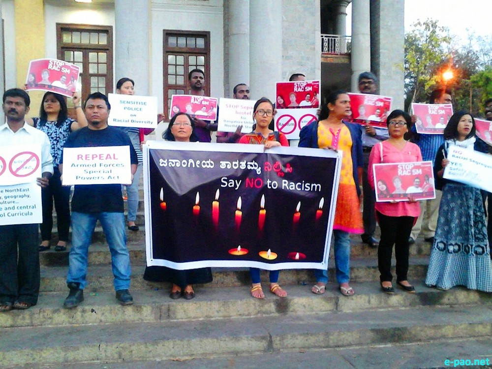 'Say no to Racism' : Candlelight Protest at The Town Hall, Bangalore : :: February 24 2014