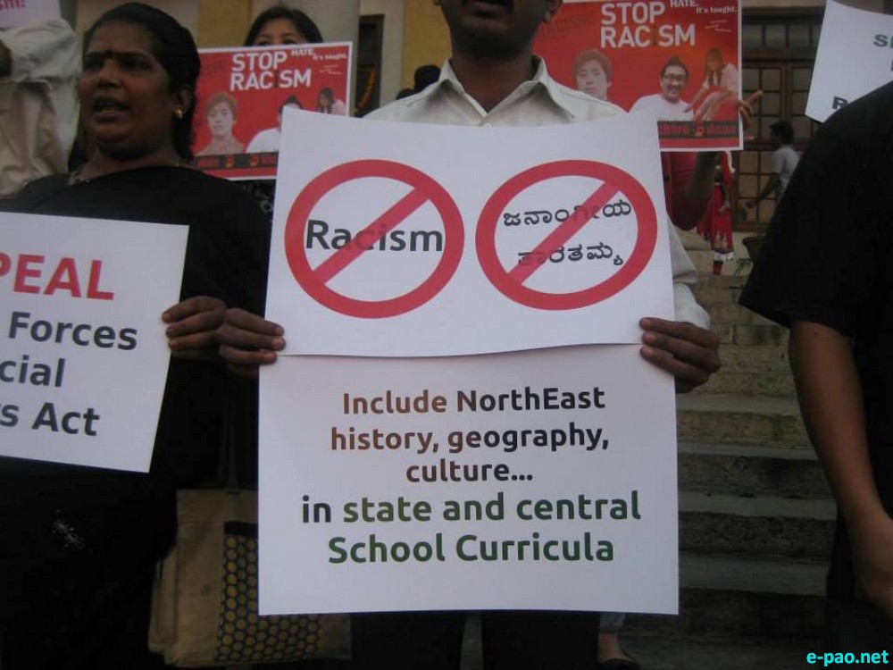 'Say no to Racism' : A Candlelight Protest on February 24 2014 at The Town Hall, Bangalore