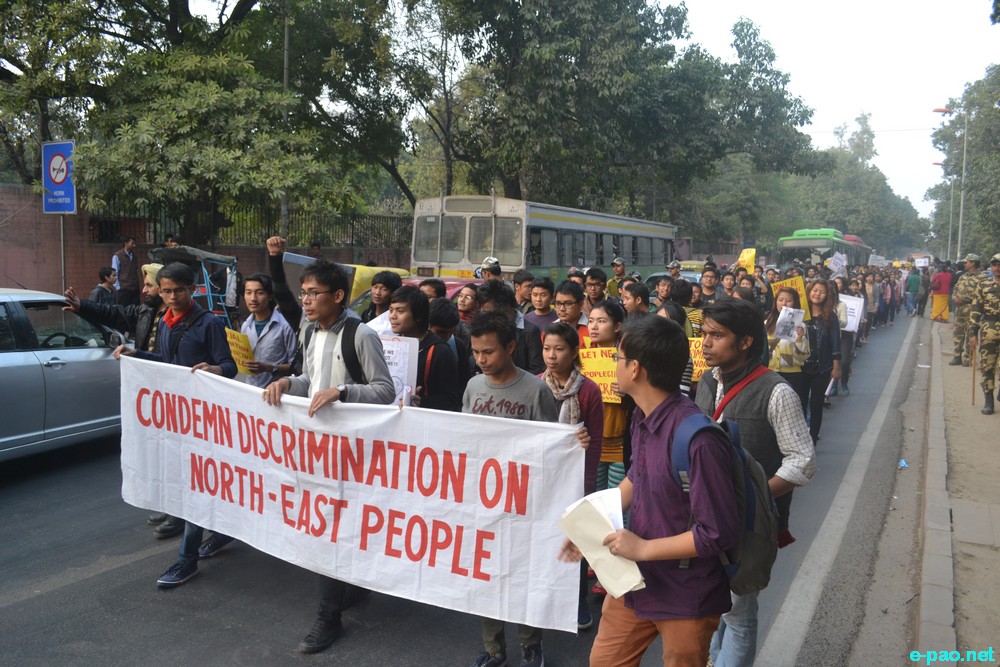 A file photo of a rally in Delhi condemning racial killing of Nido Taniam and assault of 2 Manipuri women on 4 Feb 2014