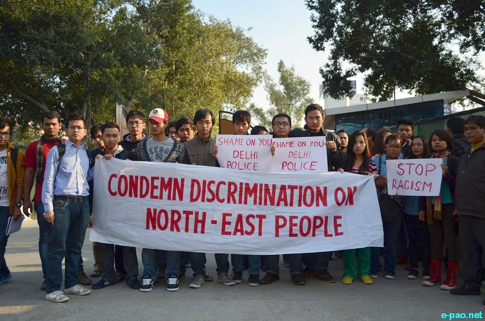 Stabbed 22 Years Old Manipuri boy in serious condition, protest at Saket Area