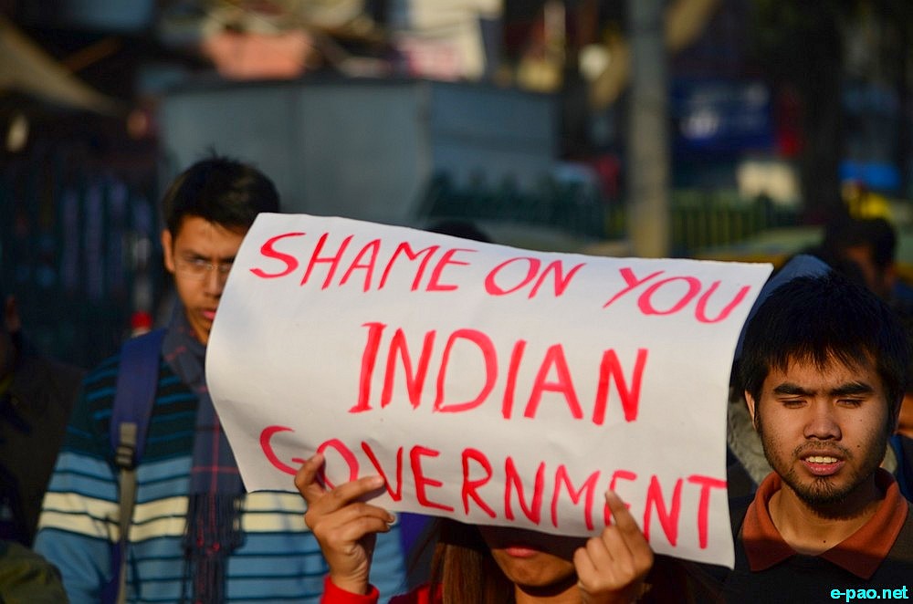 Protest at Saket Area, Delhi for stabbed 22 Years Old Manipuri boy :: February 11 2014. 