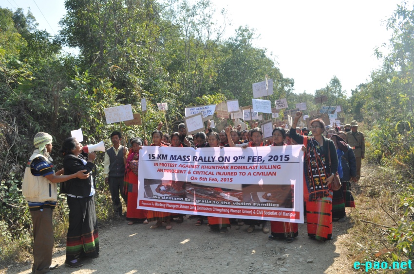 Mass Rally in protest against Khunthak Bombing at Kasom Khullen, Ukhrul District ::  9th Feb 2015