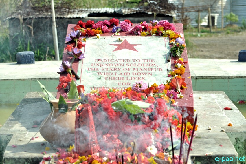 Floral tributes to PLA members killed (in 1981/82) at Cheiraoching memorial complex :: April 13 2019