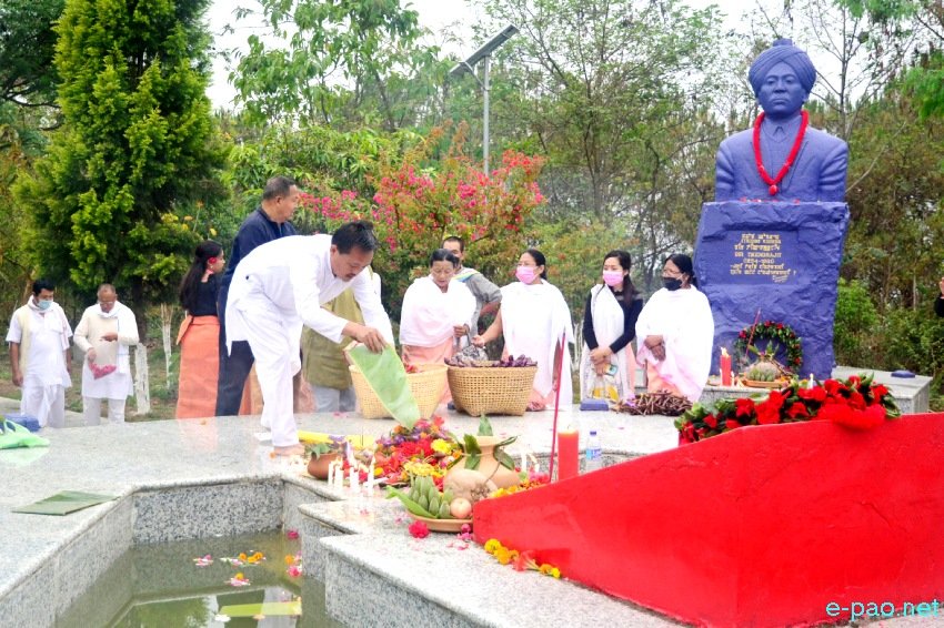 Floral tributes to PLA members killed (in 1981/82) at Cheiraoching memorial complex :: 13th April 2022
