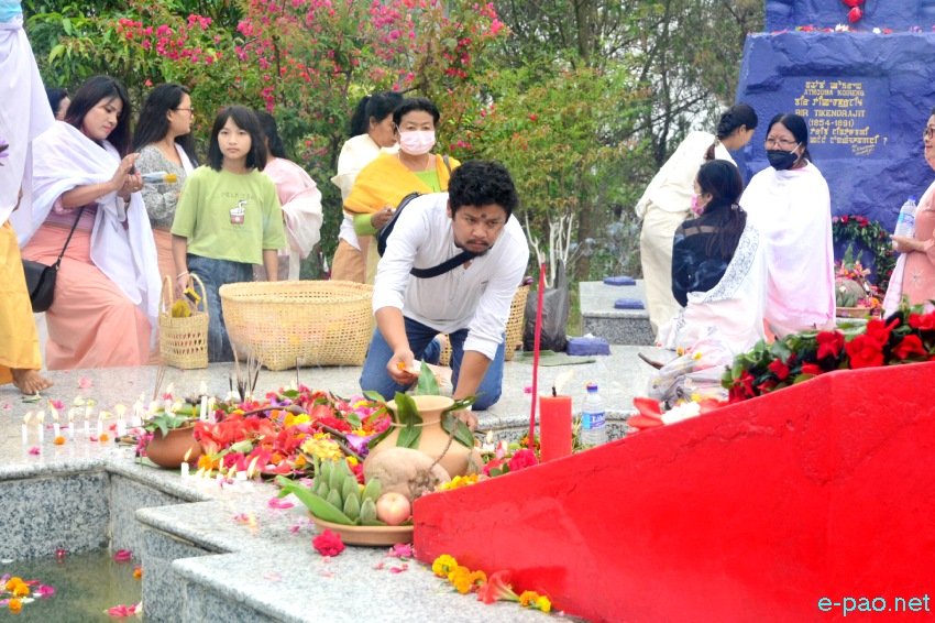 Floral tributes to PLA members killed (in 1981/82) at Cheiraoching memorial complex :: 13th April 2022