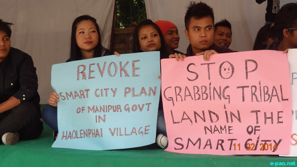 Protest at Jantar Mantar against govt's smart city plan, Haolenphai near Moreh :: November 22 2014