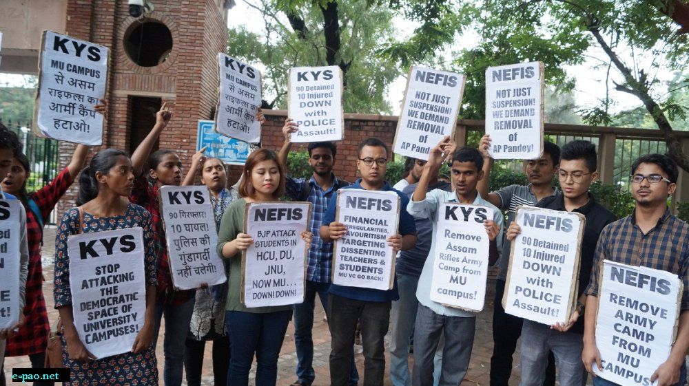 Delhi : Protest held against crackdown at Manipur University on 22nd September, 2018