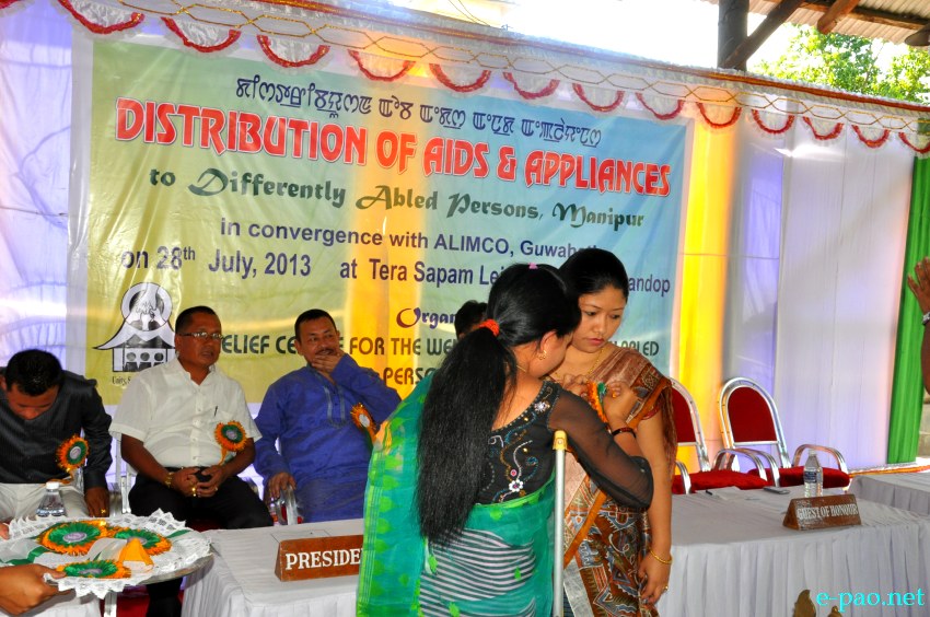 Free distribution of Aids and Appliances to Differently Abled Persons  at Tera Sapam Leirak Gopaldev Mandop, Imphal :: July 28, 2013