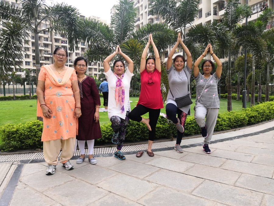  5th International Yoga Day at community hall of Bramha Skycity Club House, Pune on 23rd June 2019  