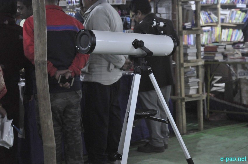   A telescope at display during  27th Imphal Book Fair, 2018 from 15th to 24th December, 2018 at THAU Ground, Thangmeiband , Imphal , Manipur  