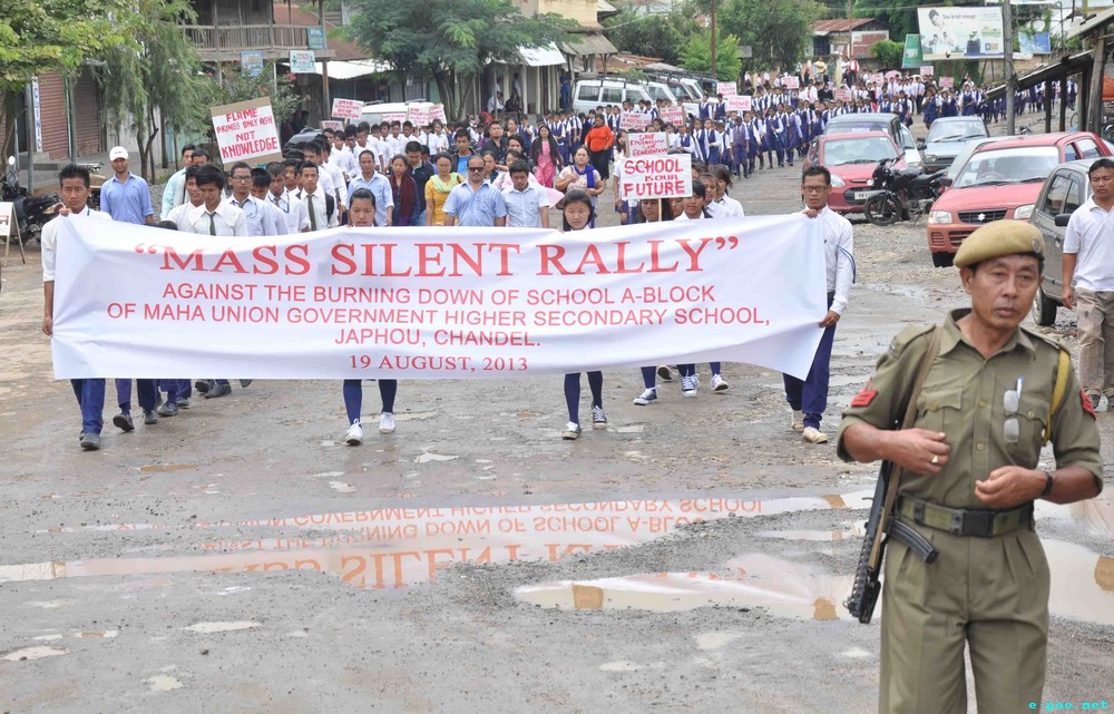 Mass Rally at Chandel in protest against setting ablaze Maha Union Government Higher Secondary School :: 19 August 2013