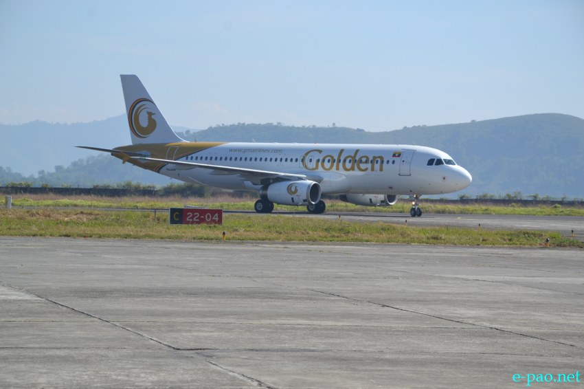 Imphal redraws world aviation map with landing of Golden Myanmar Airlines flight from Mandalay at Tulihal International airport :: November 21 2013