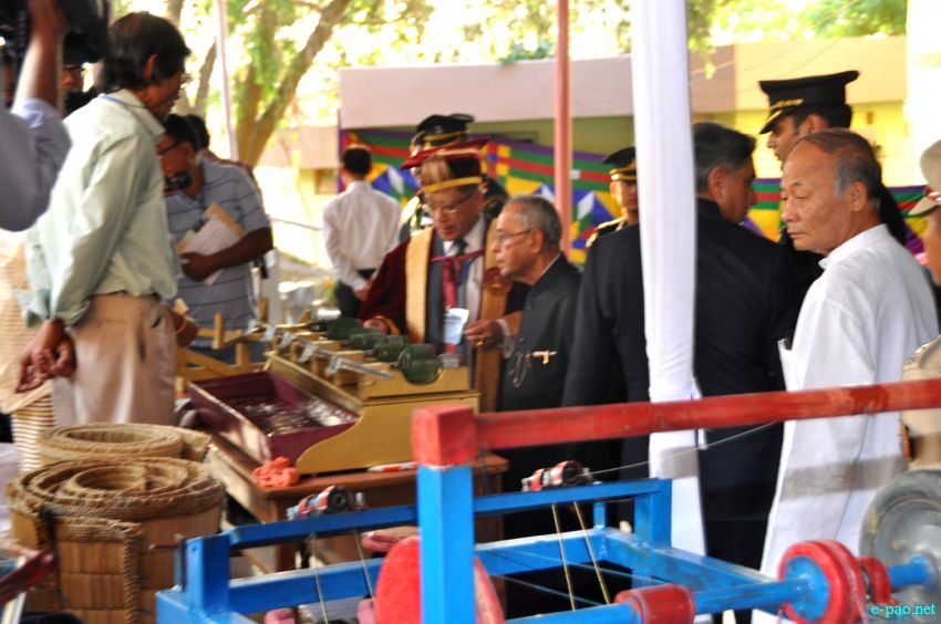 President, Pranab Mukherjee, arrived  at Imphal to attend 14th Convocation of Manipur University :: 29 April 2014
