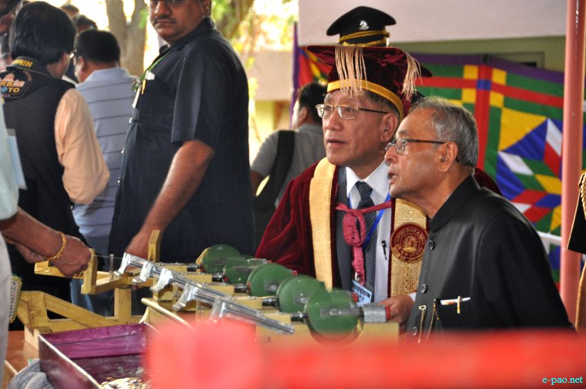 President, Pranab Mukherjee, arrived  at Imphal to attend 14th Convocation of Manipur University :: 29 April 2014