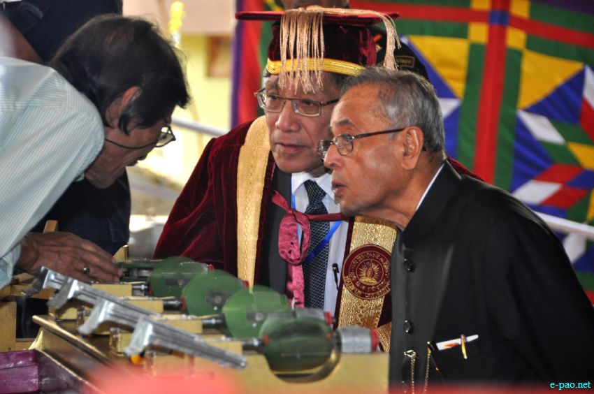 President, Pranab Mukherjee, arrived  at Imphal to attend 14th Convocation of Manipur University :: 29 April 2014