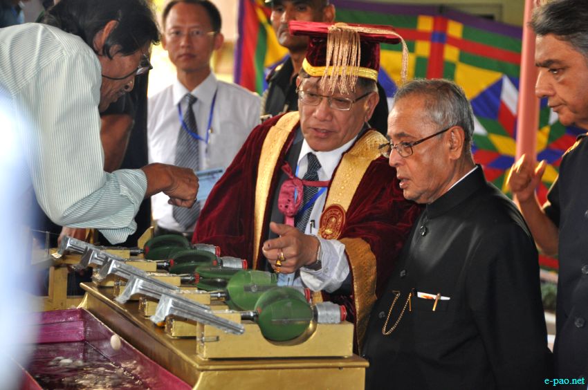 President, Pranab Mukherjee, arrived  at Imphal to attend 14th Convocation of Manipur University :: 29 April 2014
