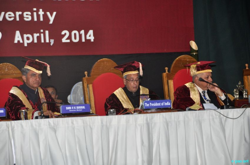 President, Pranab Mukherjee, arrived  at Imphal to attend 14th Convocation of Manipur University :: 29 April 2014