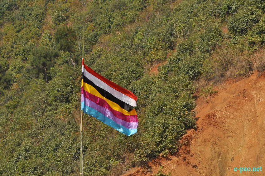 Flag of Manipur flying high on Observance of  285 years of Puya Mei Thaba  at Hanjing Meekollok, Heingang