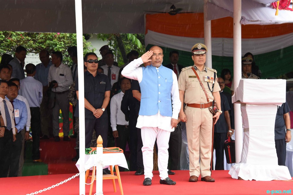 Independence Day celebration at CM Bungalow and 1st MR Parade Ground, Imphal :: August 15th 2019