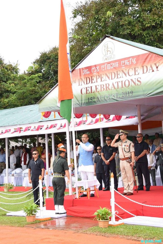 Independence Day celebration at CM Bungalow and 1st MR Parade Ground, Imphal :: August 15th 2019