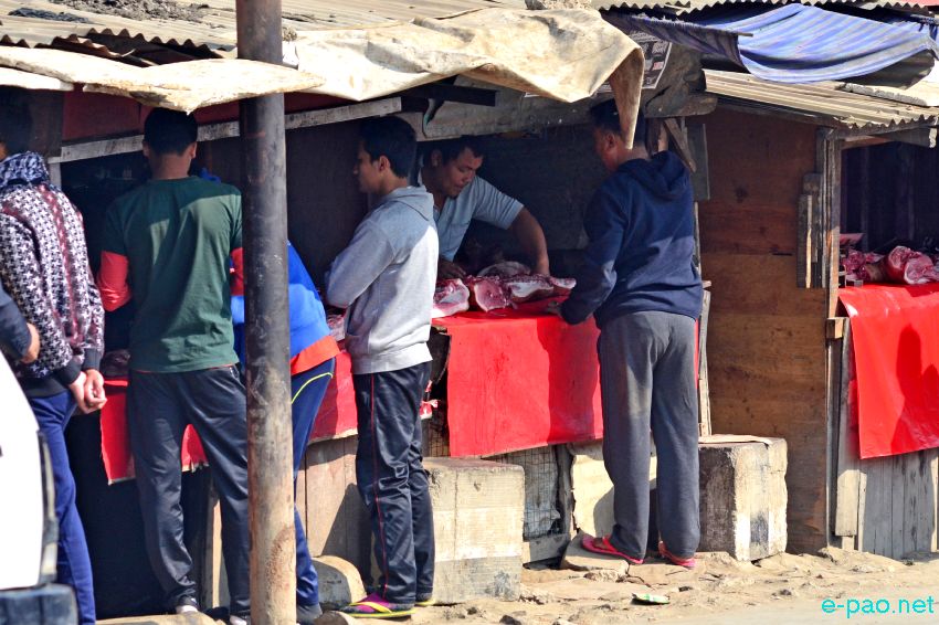 People buying Eatables and Meat at Imphal area and getting for the New Year 2016 picnic :: 1st January 2016