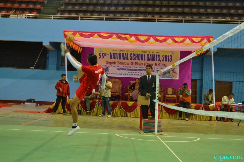 Final (Girls) Sepak Takraw U-19 Yrs Game at 59th National School Games 2013 at Khuman Lampak :: 14 Dec 2013