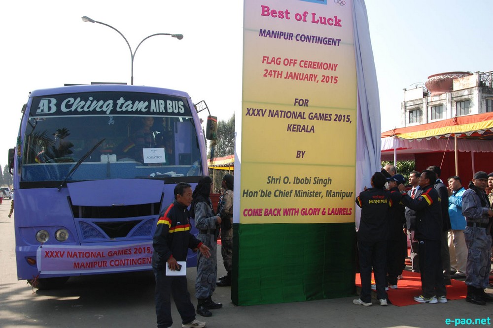 35th National Games : CM flags off Manipur contingent from Khuman Lampak Sports Complex on 24 January 2015