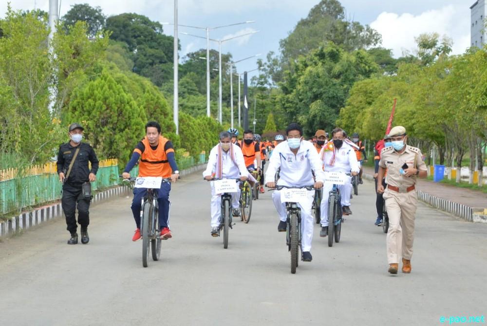 Cycle Rally on National Sports Day Observance at Manipur University, Canchipur :: 29th August 2020