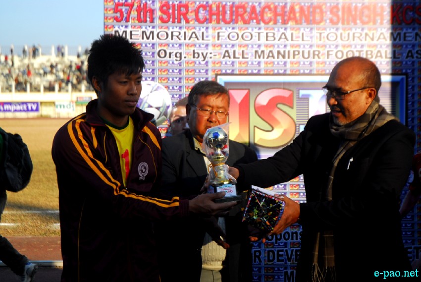 Ch Kumar (TRAU Goal Keeper) awarded 'e-pao Man of the Match' in Semi-Final match  of 57th CC Meet football 2013-14 :: 07 Jan 2014