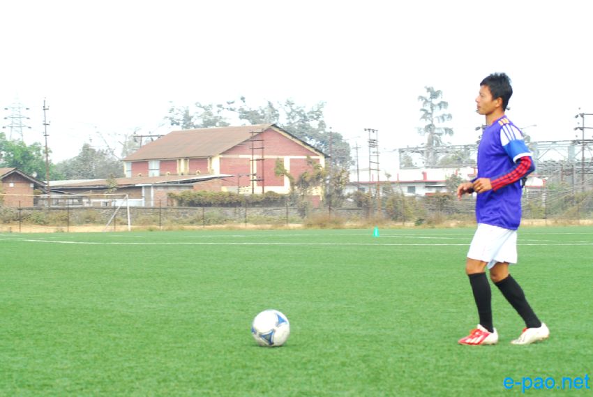 Manipur Santosh Trophy football Team practise at Artificial Turf football ground at RAU ground Khurai :: 16 January 2014  