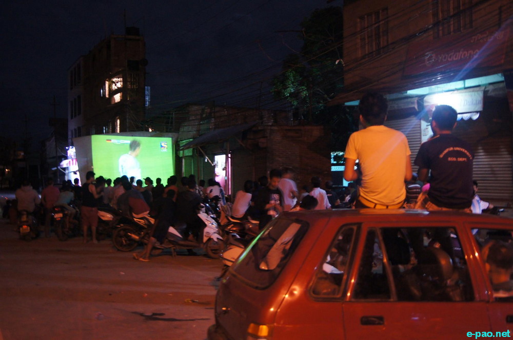 FIFA World Cup 2014 Fever in Imphal :: Football Fans watching at Moirangkhom :: July 14th 2014
