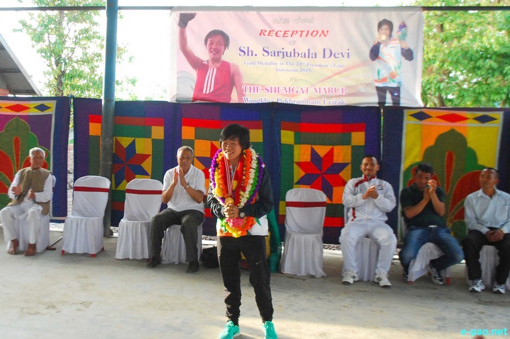 Shamjetsabam Sarjubala - Gold at President's Cup, South Sumatra, Indonesia- 48 kg given a rousing welcome :: May 2 2015