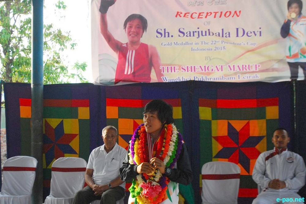 Shamjetsabam Sarjubala - Gold at President's Cup, South Sumatra, Indonesia- 48 kg given a rousing welcome :: May 2 2015