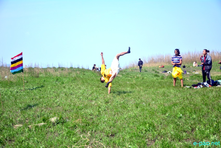 Players of Kanglei Trickers perform Martial Arts at top of Mt Koubru :: 22nd April 2021