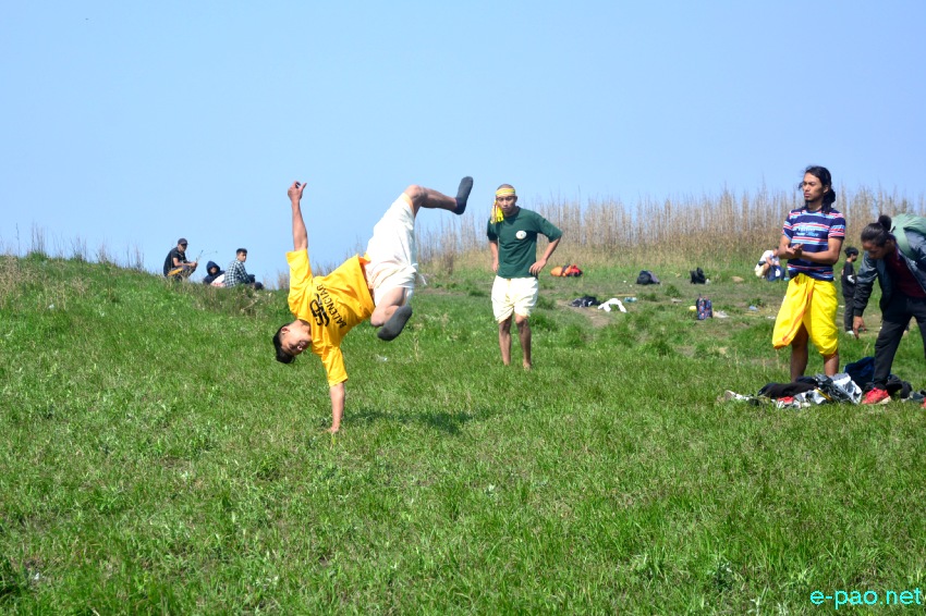 Players of Kanglei Trickers perform Martial Arts at top of Mt Koubru :: 22nd April 2021