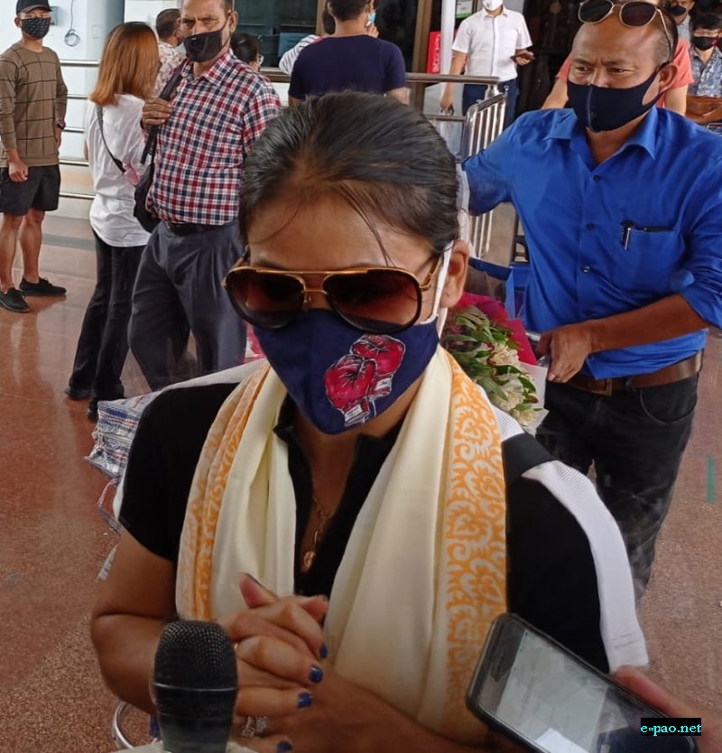 Reception of Tokyo Olympian 2020 MC Mary Kom at Imphal International Airport :: 20th August, 2021