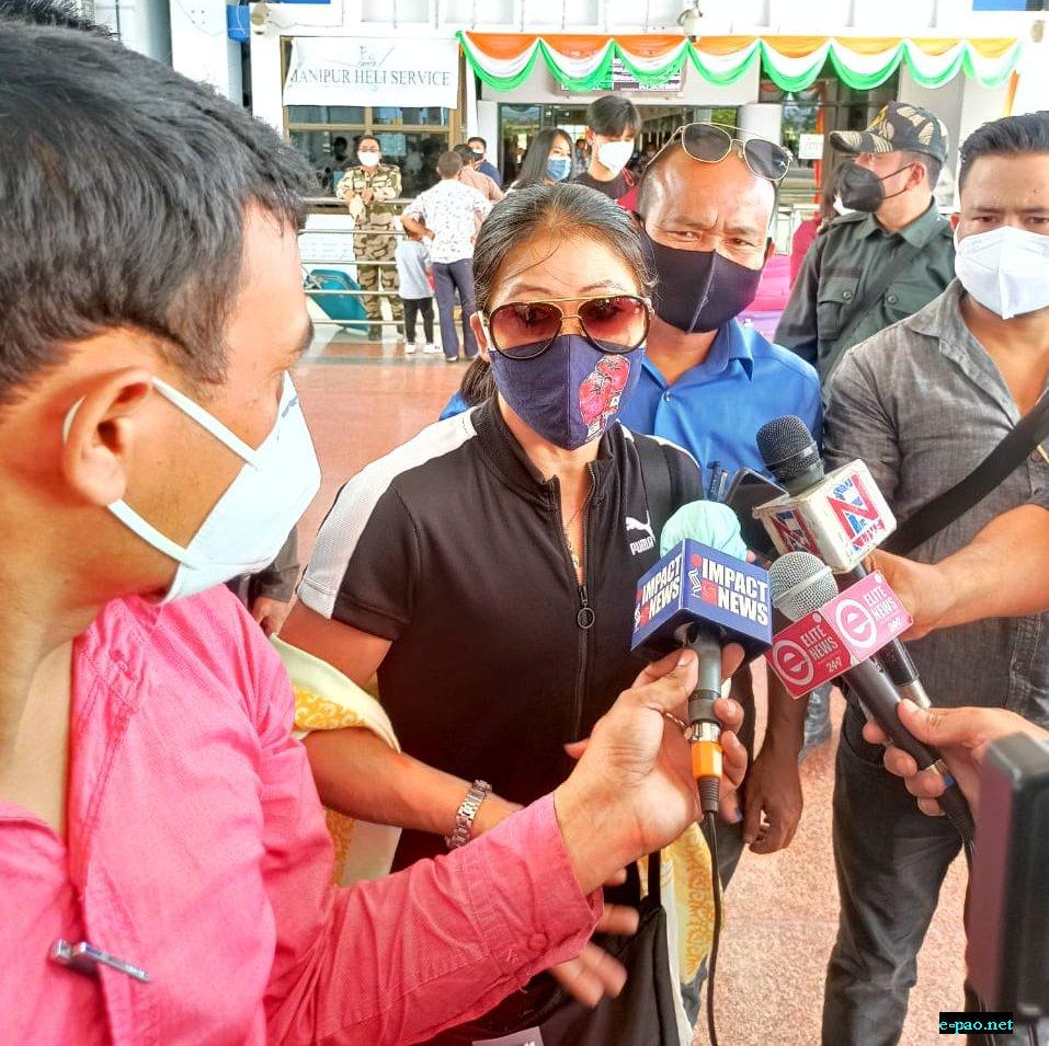 Reception of Tokyo Olympian 2020 MC Mary Kom at Imphal International Airport :: 20th August, 2021