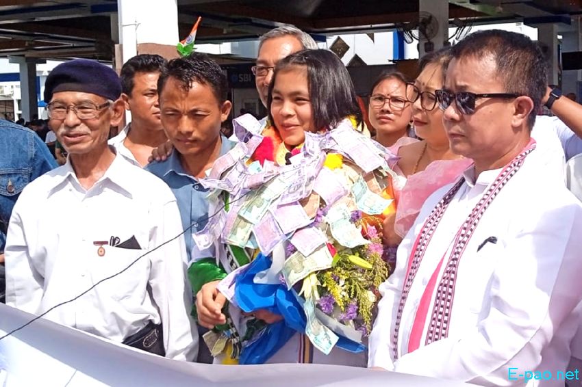Reception of Linthoi Chanambam, Judo Gold medalist at Imphal Airport :: 30th August 2022