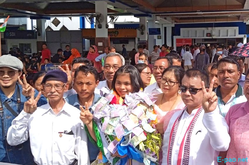 Reception of Linthoi Chanambam, Judo Gold medalist at Imphal Airport :: 30th August 2022