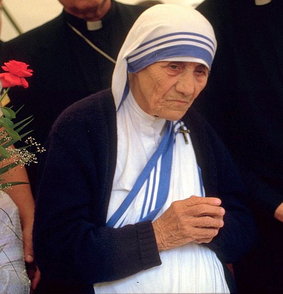 Mother Teresa of Calcutta; 1986 at a public pro-life meeting in Bonn, Germany