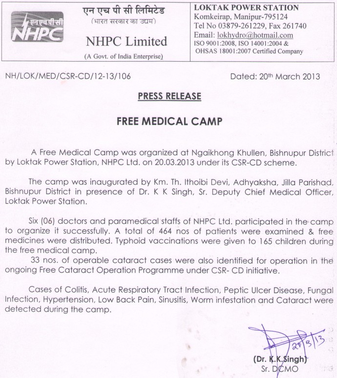 Free Medical Camp at Ngaikhong Khullen