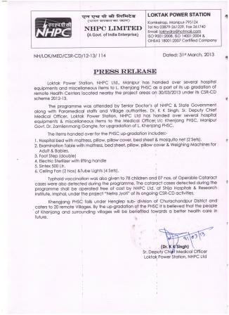 Press Release KHENJANG, Mar 2013