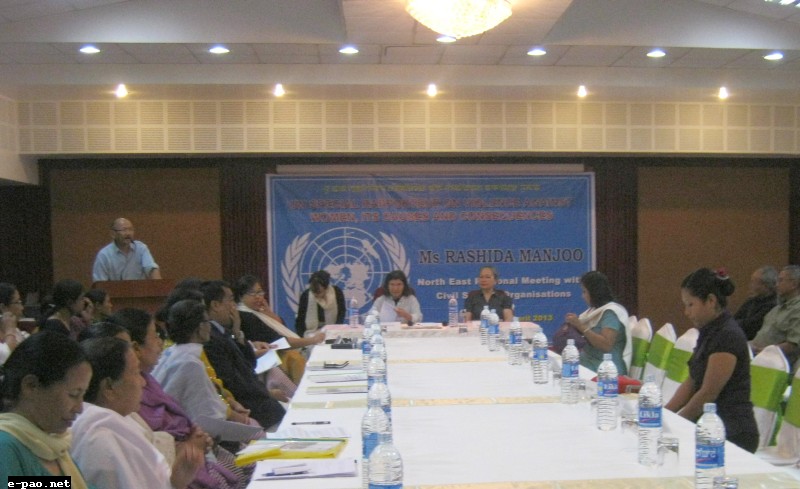 UN Special Rapporteur on violence against women at Imphal on April 28 2013