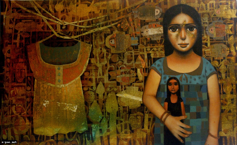 Flight of childhood-I : Painting by Dilip Oinam