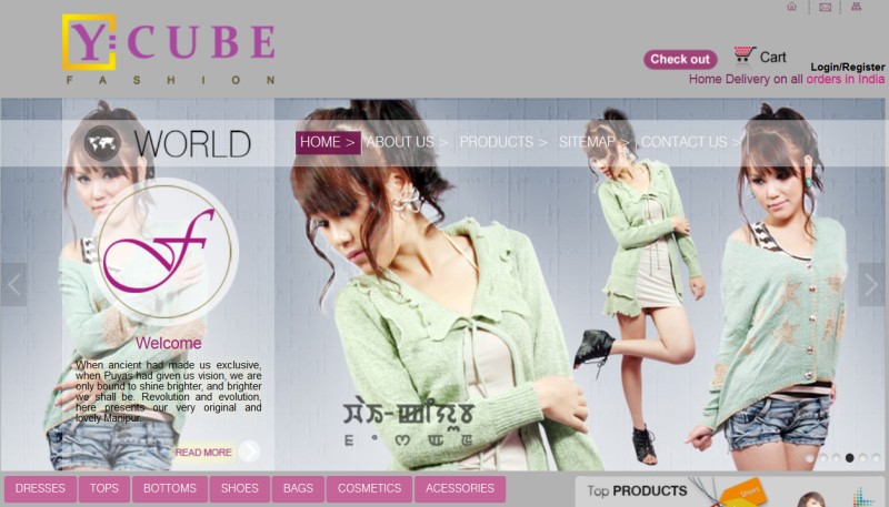 A screen grab from Y-Cube Fashion website