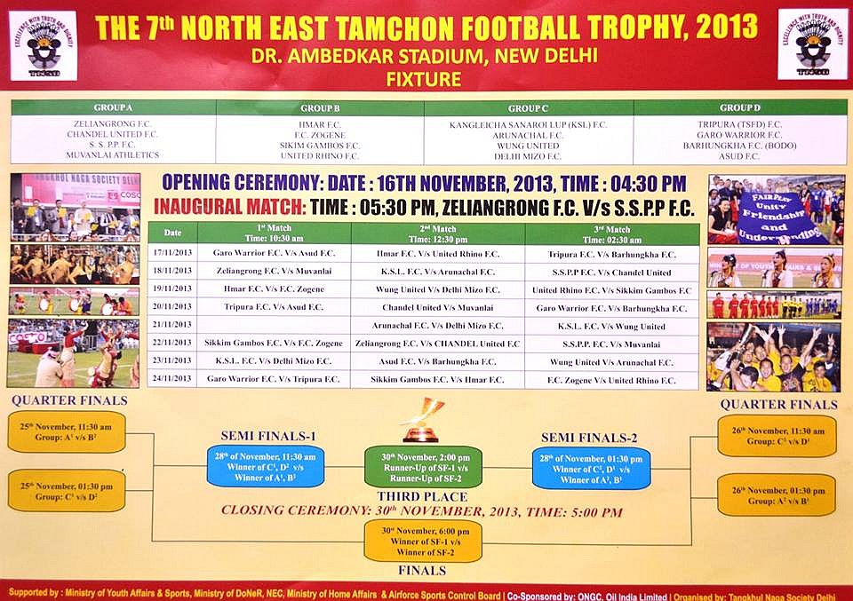 7th North East Tamchon Football Trophy 2013 at New Delhi :: Fixture