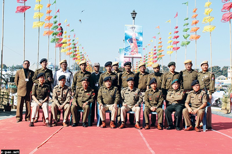 Manipur Police officers who are on duty for security arrangement at Manipur Sangai Festival, 2013 at Hapta Kangjeibung